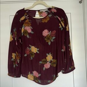 LOFT Burgundy floral blouse